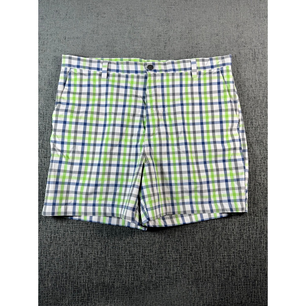 Chaps Golf Mens 36 Plaid Performance Shorts Green Blue White Stretch‎ Flat Front